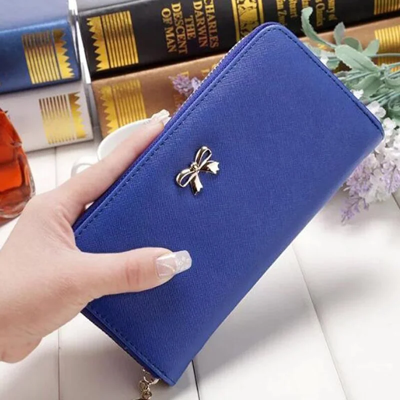 Big Capacity Women's Wallets Dull Polish Leather Wallet Double Zipper Day Clutch Purse Wristlet Coin Purse Card Holder Wallet