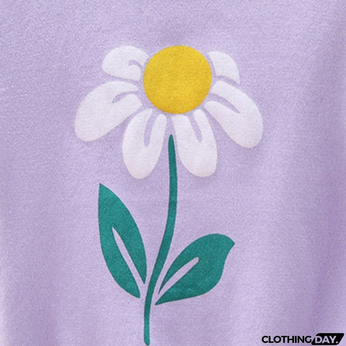 Flower Graphic Ribbed Trim Knit Top