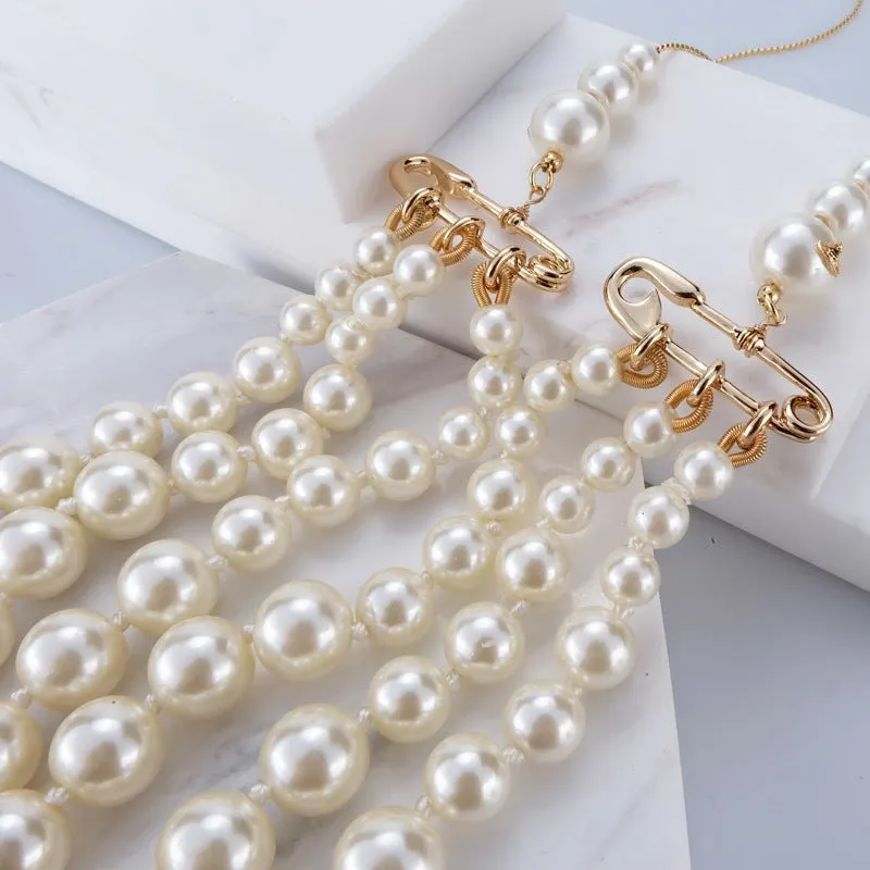Vivienne Westwood Half Chain Half 3 Row Pearl Necklace