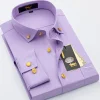 High-end business casual solid color no-iron anti-wrinkle shirt