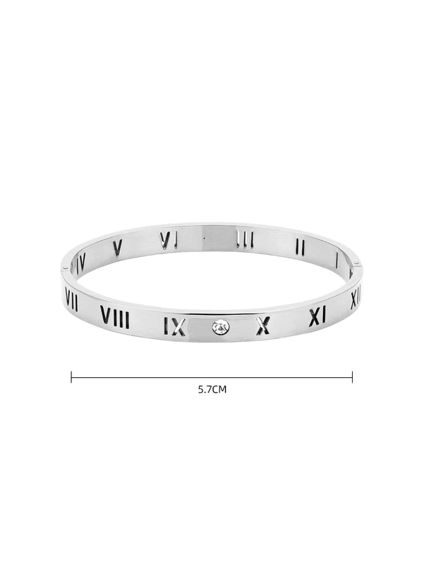 Glam Luxurious Roman Numeral Titanium Steel Bangle In Bulk