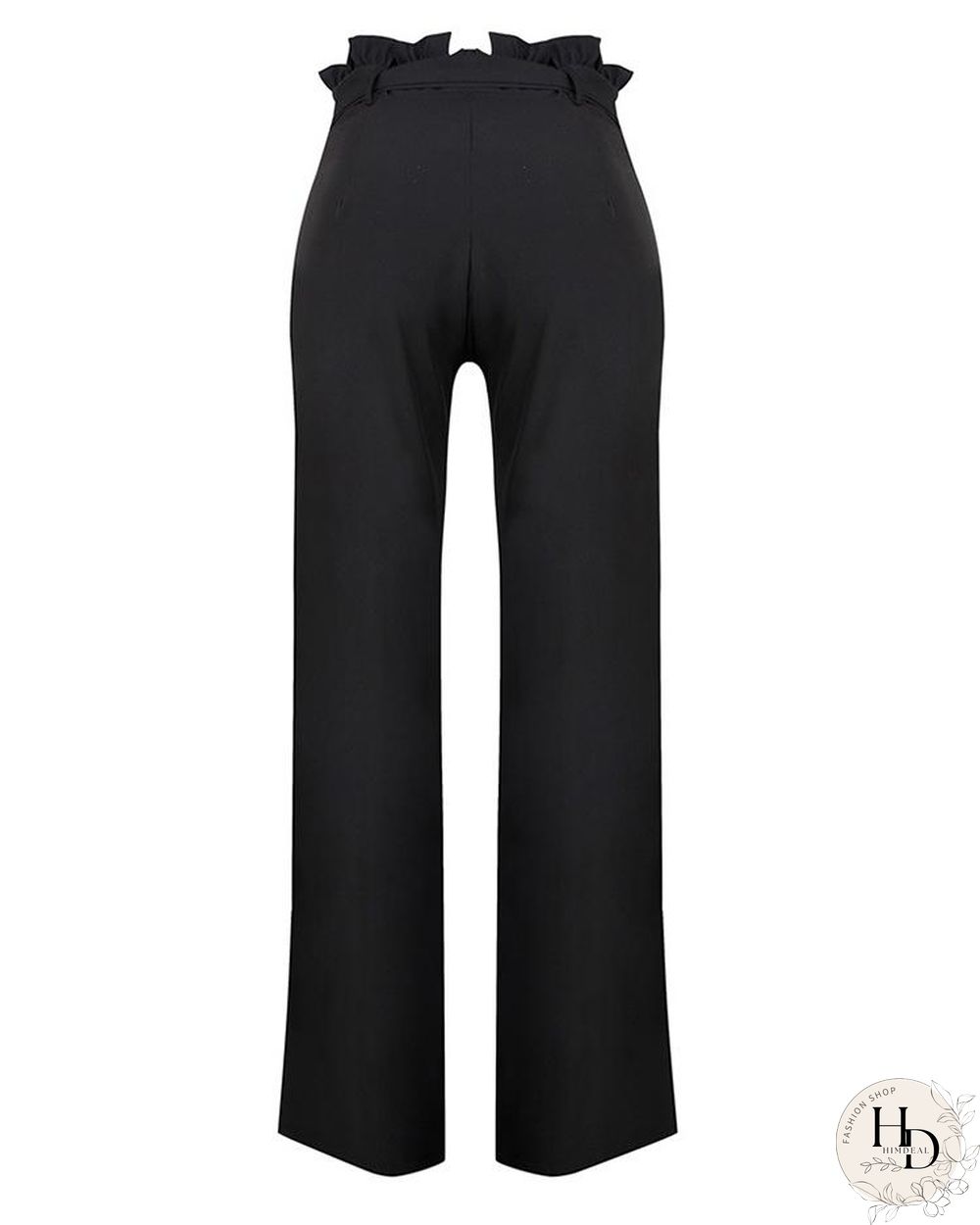 Frills Belted High Waisted Wide Leg Pants