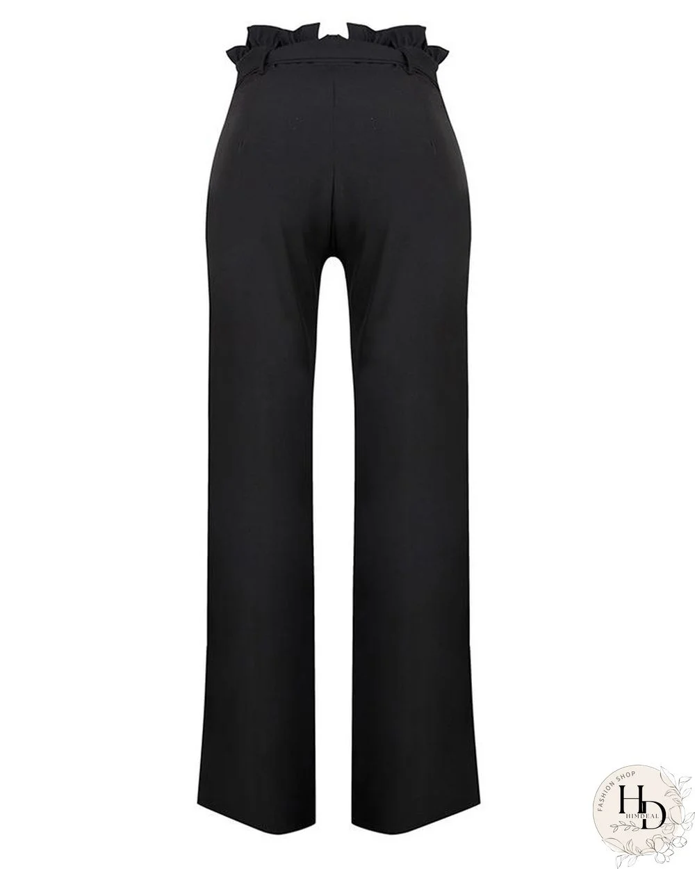 Frills Belted High Waisted Wide Leg Pants