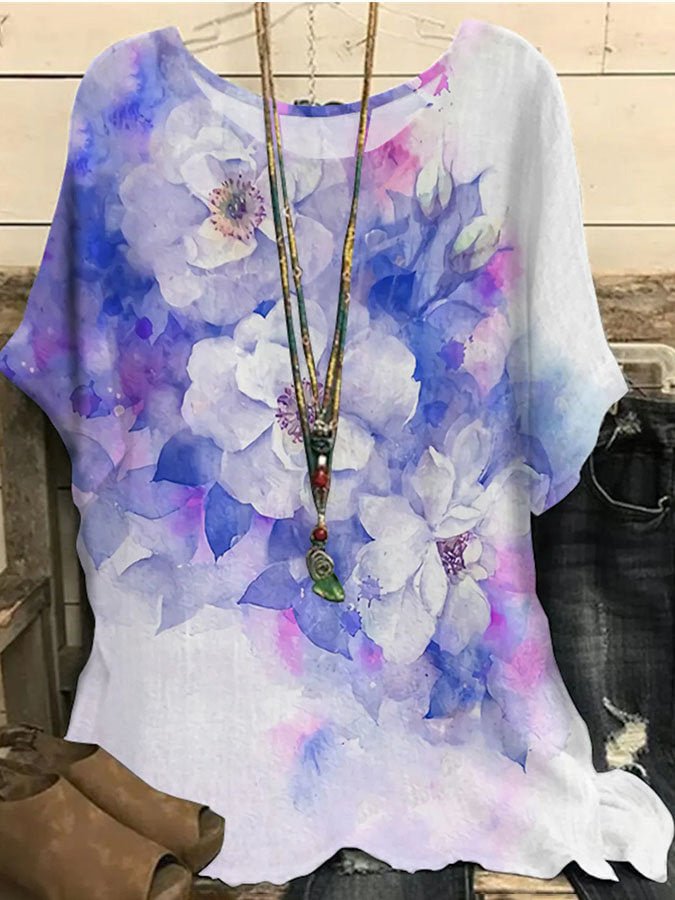Fashion Print Loose Short Sleeve Top