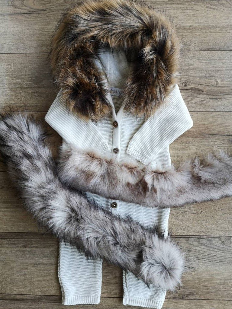baby bear rompers with fur collar