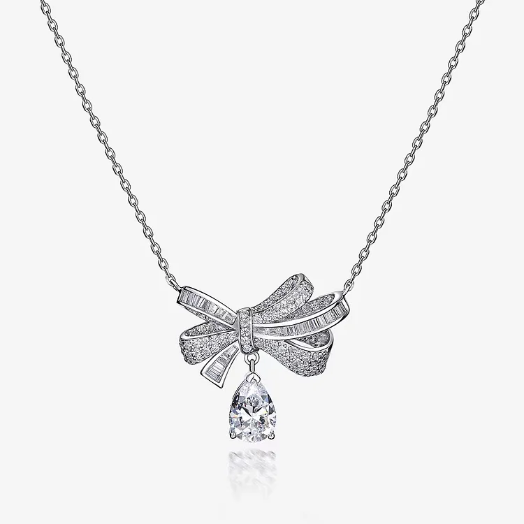 Bow Knot Diamond Pendant Small Fresh Design Necklace