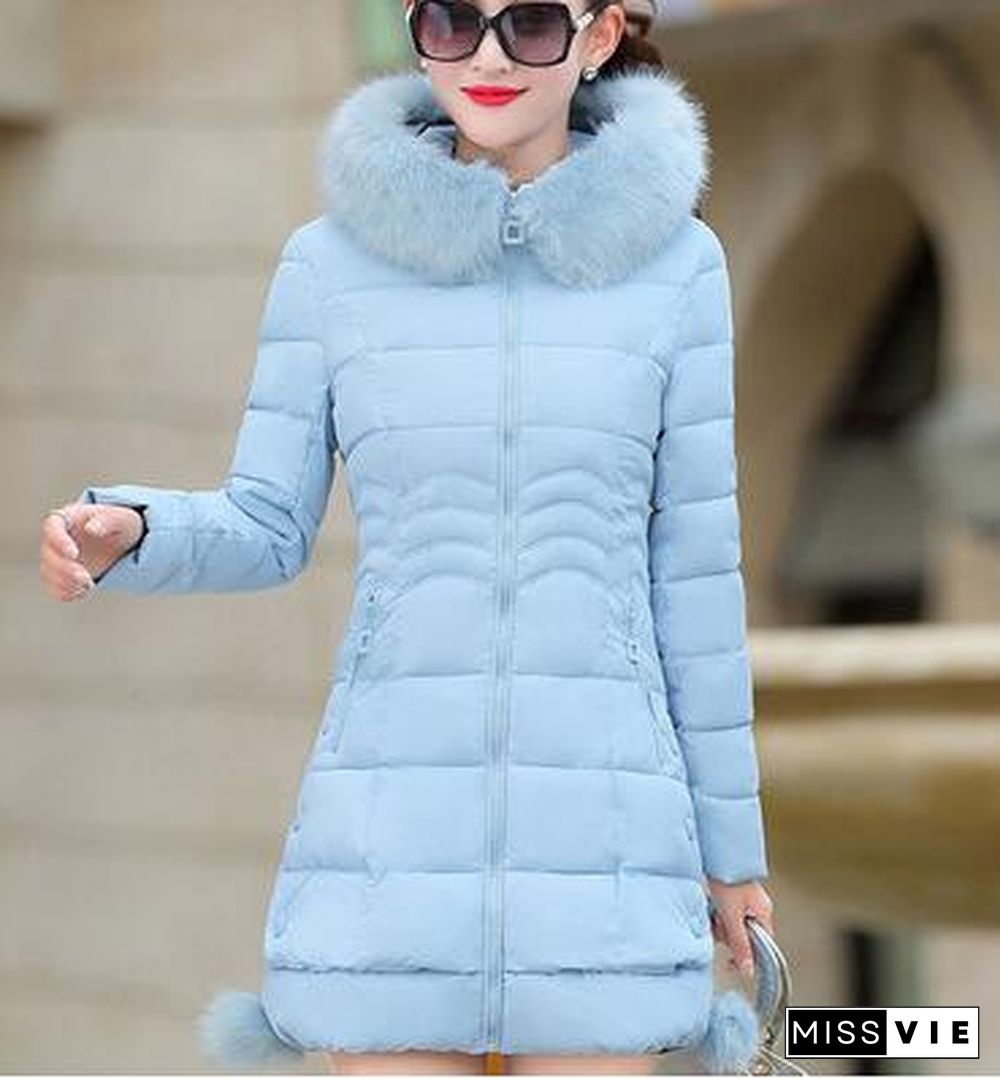 Faux Fur Parkas Women Down Jacket Womens Parkas Thicken Outerwear Hooded Winter Coat Female Jacket Cotton Padded