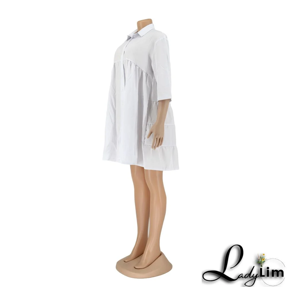 Women's Dress Short Sleeve Shirt Dress Loose Summer Short Skirt A-Line Skirt