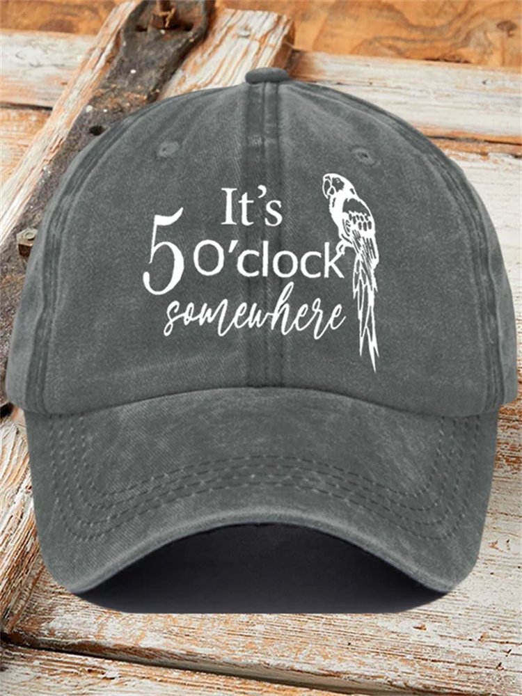 Retro It's 5 O'clock Somewhere Print Baseball Cap