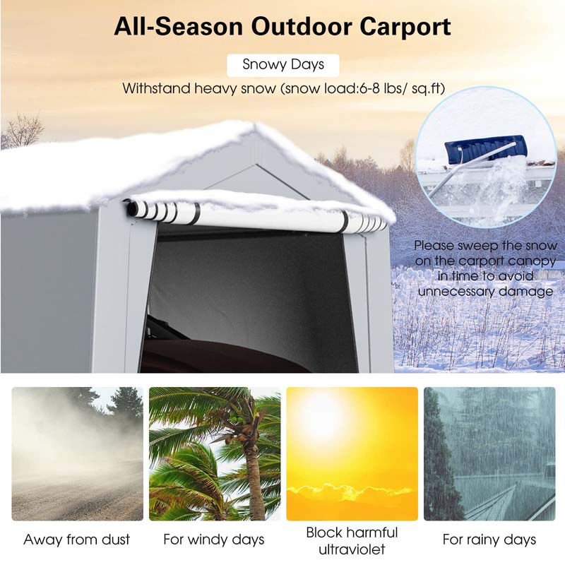 Eletriclife 10 x 20 Feet Portable Heavy Duty Carport Canopy Garage with Doors