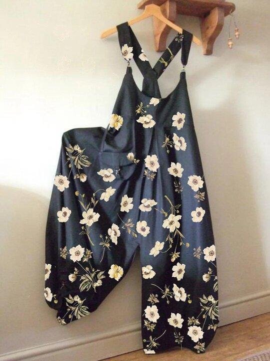 Sleeveless Floral Vintage One Piece Jumpsuit