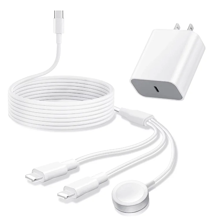 3-in-1 USB C Wireless iWatch Charger for Apple Watch,with 30W Power Adapter for 14/13/12/X/iwatch 7/6/5/4/3/2 White