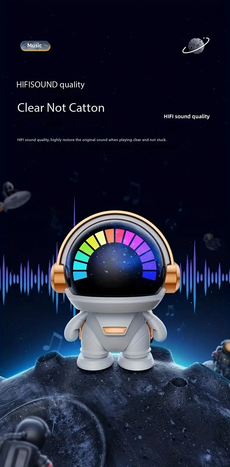 cute astronaut small speaker small wireless portable speaker with led party office decoration subwoofer portable speaker birthday gift Product details 1