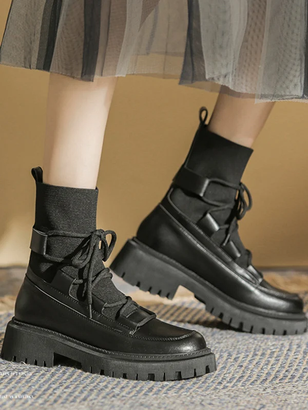Original Stylish Solid Color Cow Leather Boots