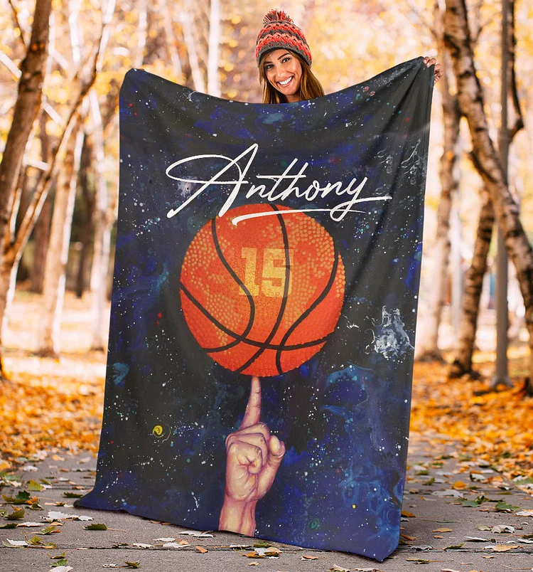 Personalized Basketball Blanket, Basketball Boy Sherpa Fleece Blanket | BKKid692