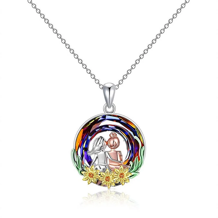 For Sister - S925 There is No Better Friend than A Sister Circle Crystal Pendant Sister Necklace