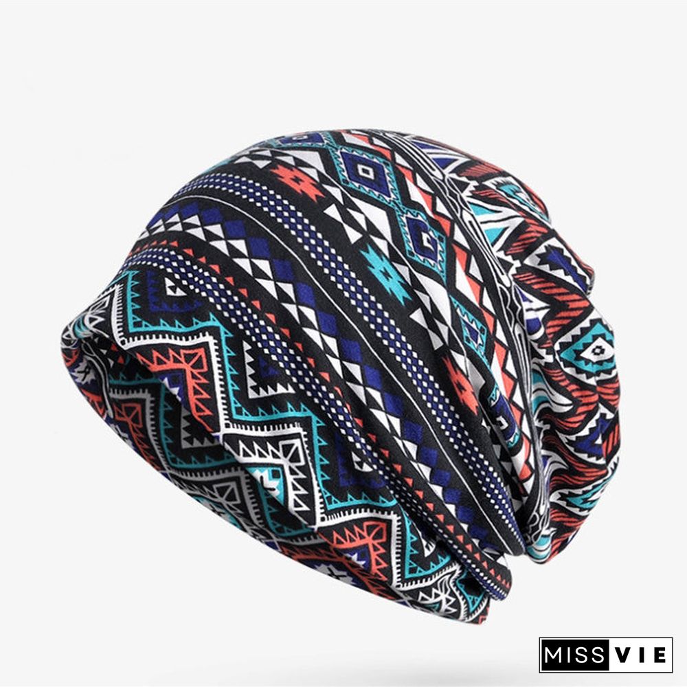 Women's Geometric Printed Dual Purpose Baotou Hat