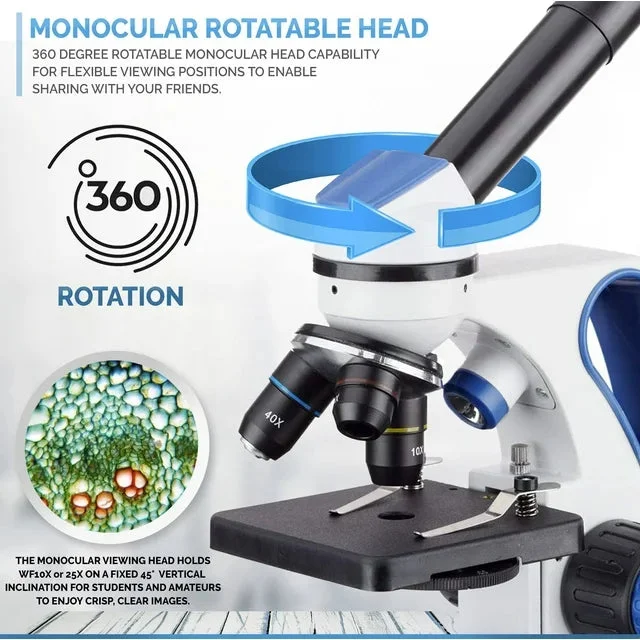 Beginners Microscope Toy Kit for Kids & Students w/Complete Science Accessory Kit + World of The Microscope Book