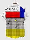 Full-Print Colorful Mondrian Style Poster Printing Men's Short Sleeve Shirt