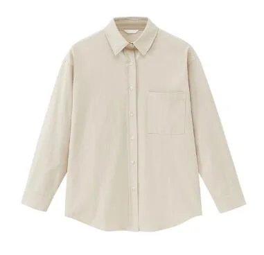 Toppies Shirts Women Long Sleeve Plain Shirts Pocket Buttons 100% Cotton Shirts Lady Thick Blouse Women's Tops