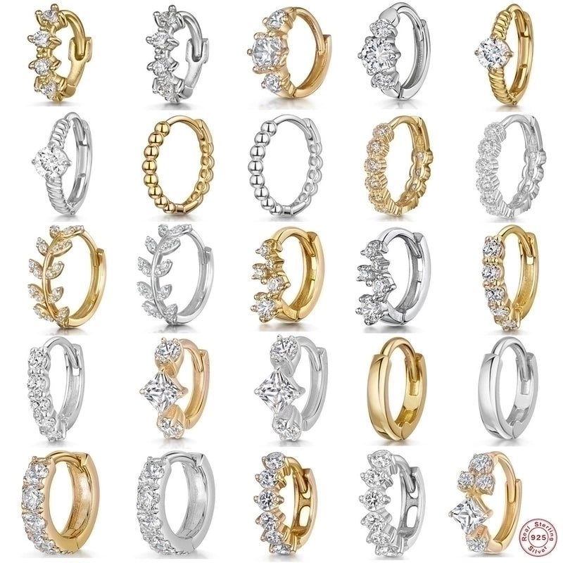 1 Piece 925 Sterling Silver Zircon Round Square Earrings