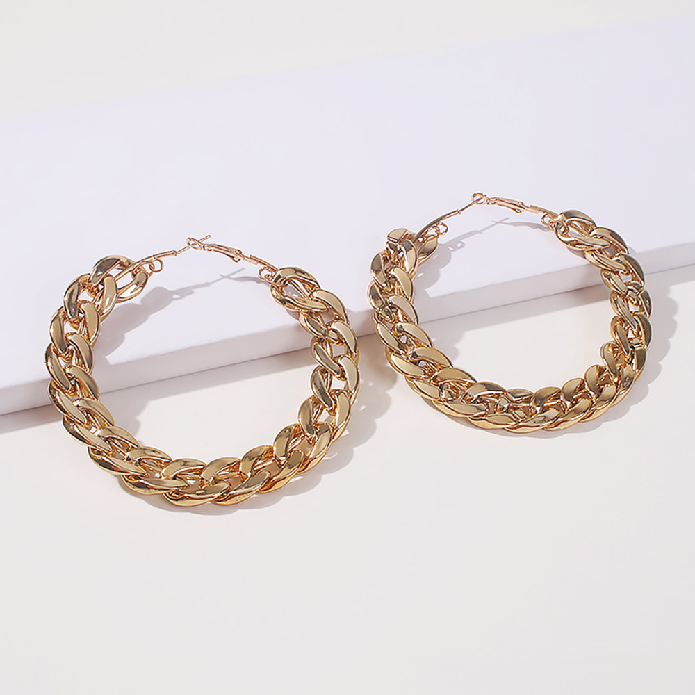 Exaggerated Personality Big Circle Chain Earrings
