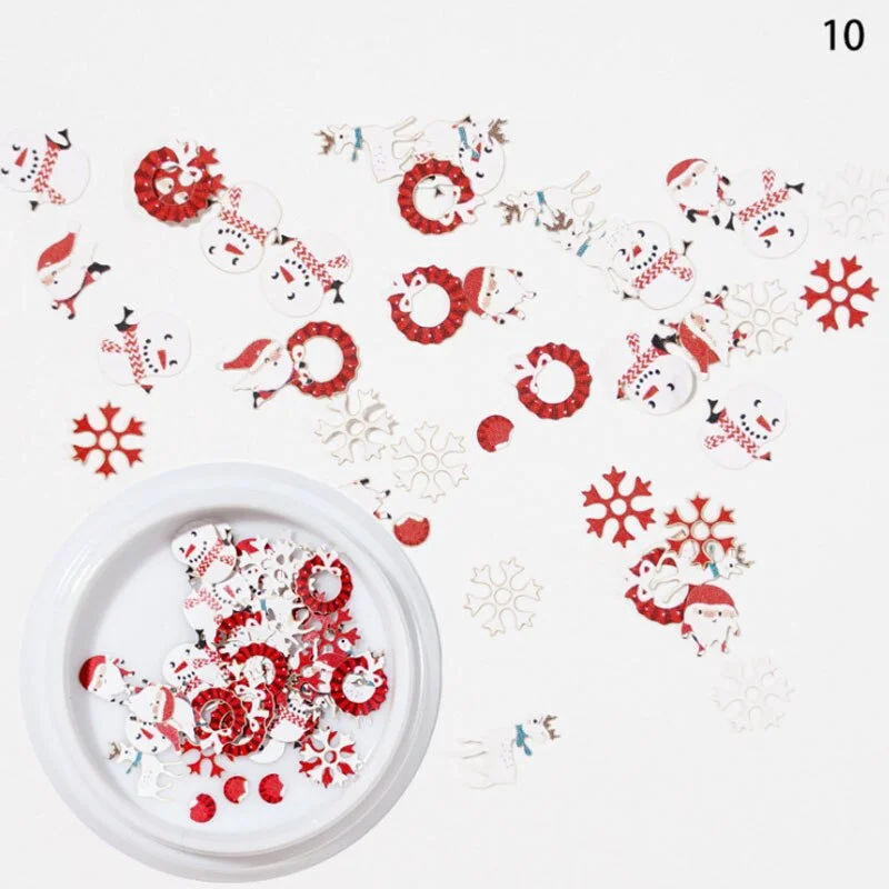 Christmas 3D Nail Decoration Accessories Snowman Santa Claus Elk Candy Snowflake Nail Wood Pulp Pieces DIY Nail Art Decoration