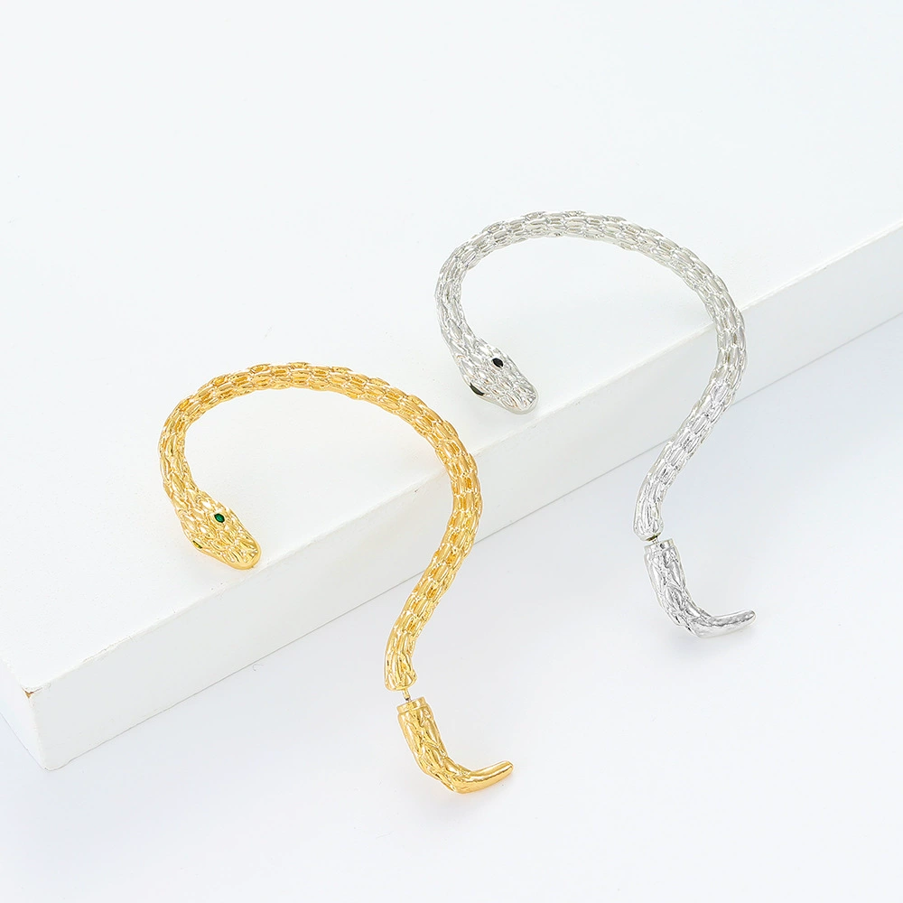 Detachable Snake Earrings with Ear Bone Clips Gold Plated Earrings
