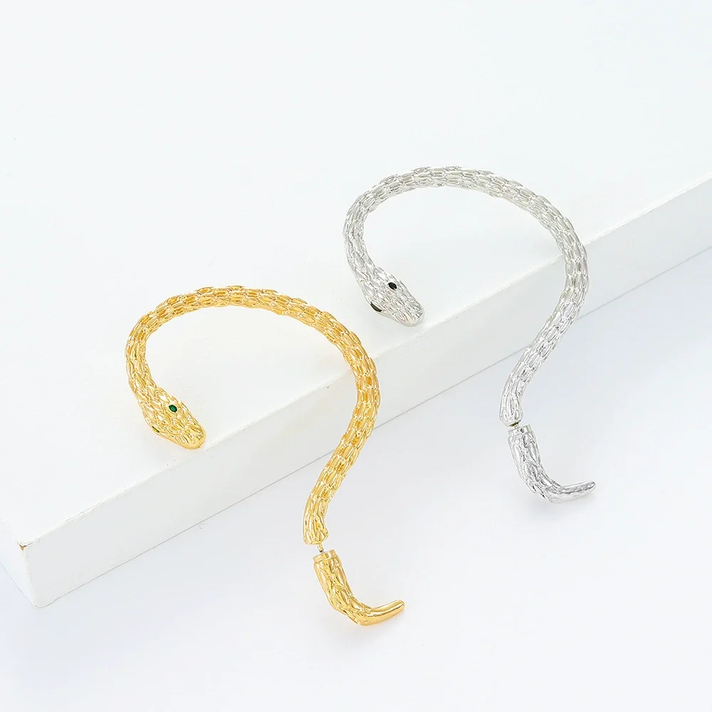 Detachable Snake Earrings with Ear Bone Clips Gold Plated Earrings