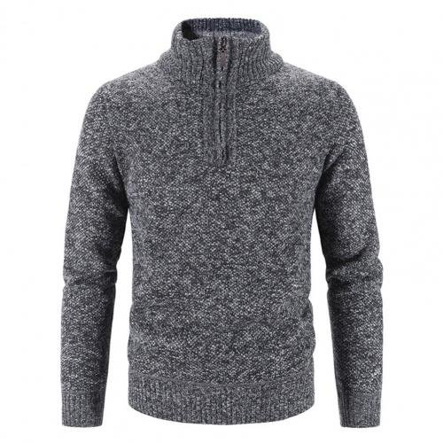 Solid Color Men Knitted Sweater Autumn Winter Knitwear Long Sleeve Turtleneck Zipper Neck Male Pullover Sweatshirt Outerwear