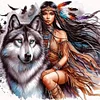 (40*40cm)Girl Wolf - Full Round Drill Diamond Painting