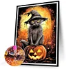Diamond Painting-DIY Full Round Drill Black Cat Pumpkin Lamp