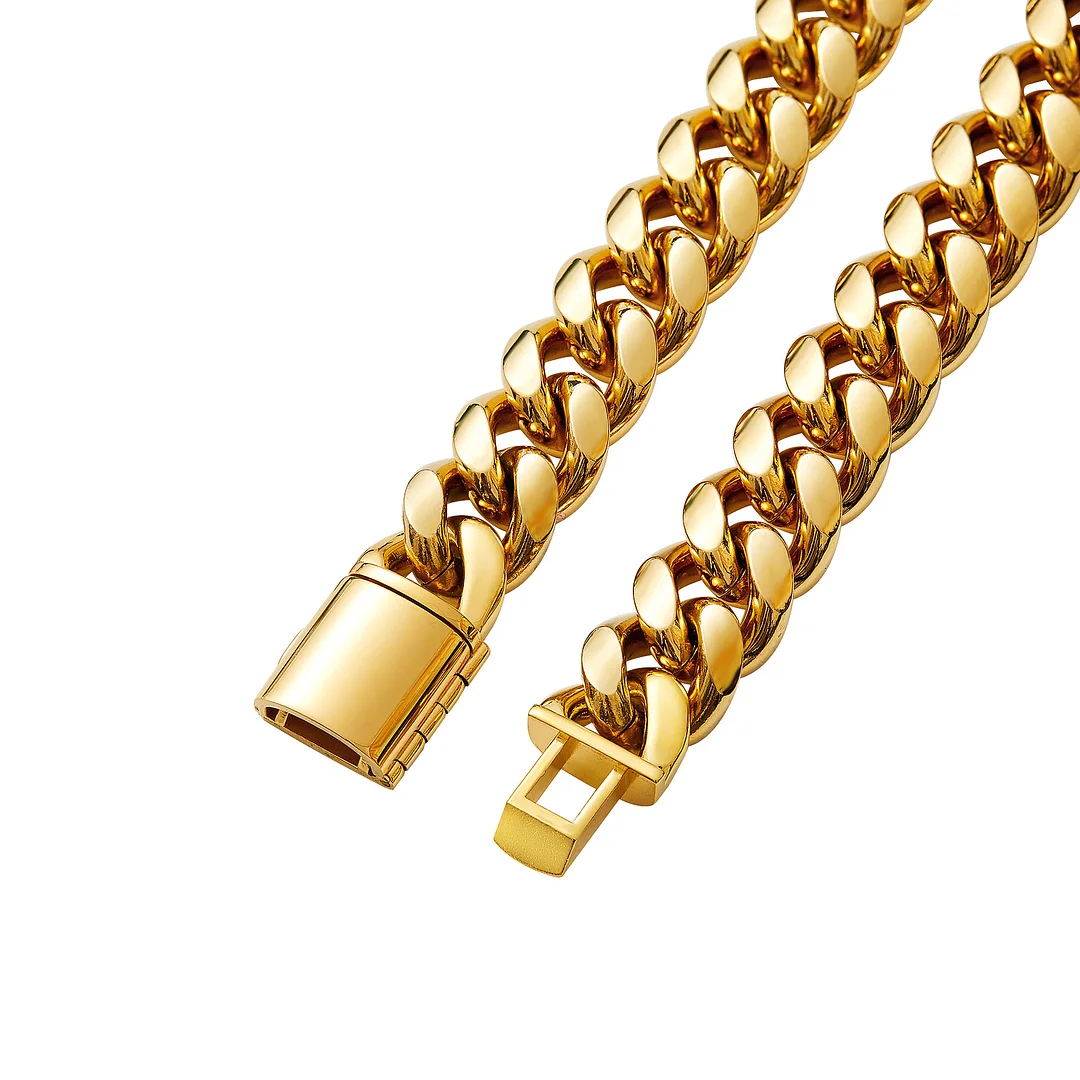 Cuban Link Chain Necklace for Men Boys Women, 6/8/10/12/14mm Width Diamond Cut Miami Cuban Chain Necklaces Jewelry Gifts Cool Hip-Hop Style Gold Plated/Titanium Stainless Steel