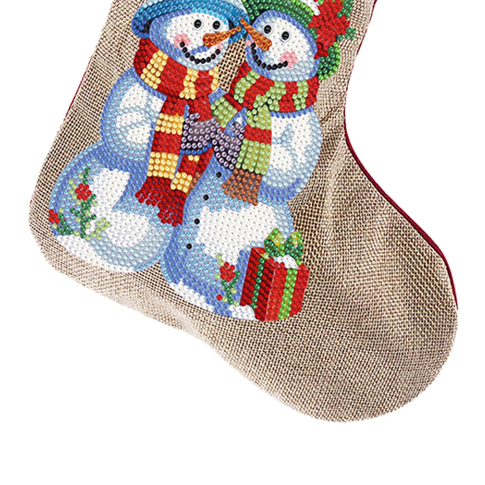 DIY Snowman Christmas Socks Decor DIY Diamond Art Kits for Family Party Decoration(20*35cm)
