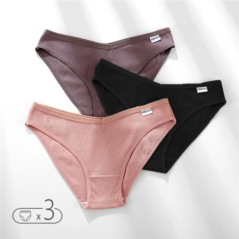 FINETOO Cotton Underwear Women M-XL Panties Fashion V Waist Underpants Low-rise Women's Briefs Soft Panty Comfortable Lingerie