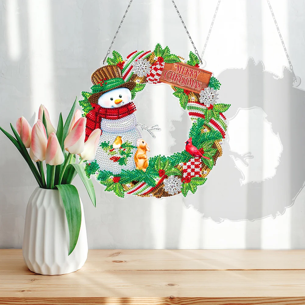 DIY Diamond Painting Art Hanging Wreath - Snowman