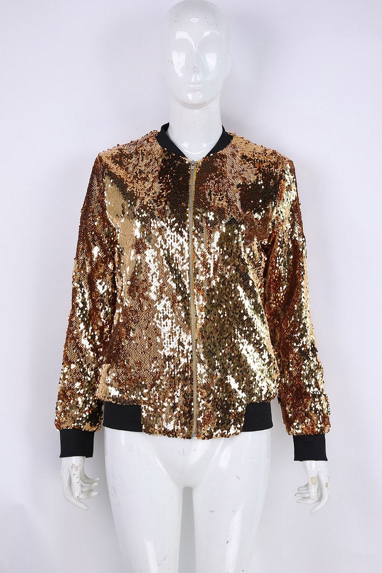 Gold Sequin Coat Jacket Size M