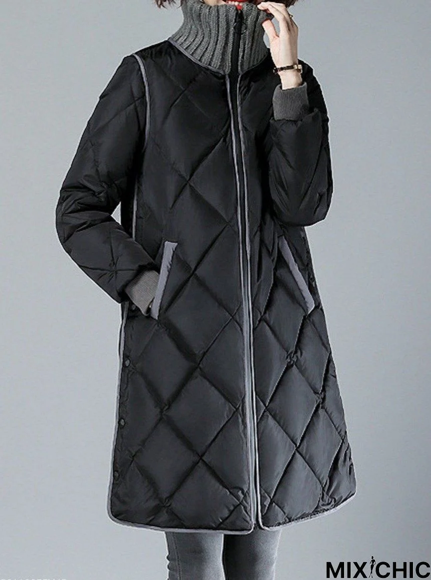 Fall/Winter Fashion Mid-Length Stand-Up Collar Thicken Coat