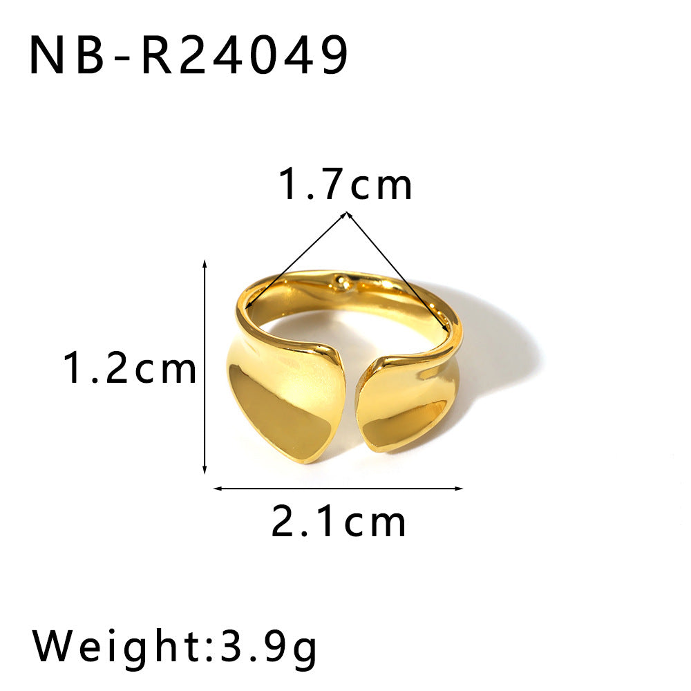 2025 New Trend Water Drop Shaped Geometric Smooth Stainless Steel Open Titanium Steel Ring Ring For Women