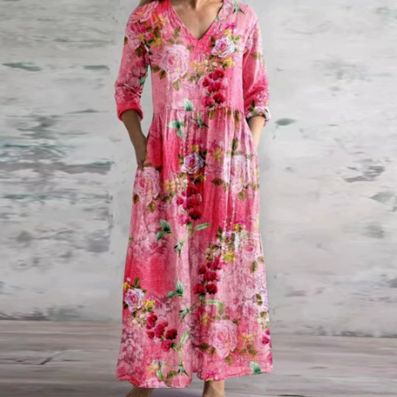 Vestido largo com decote em V