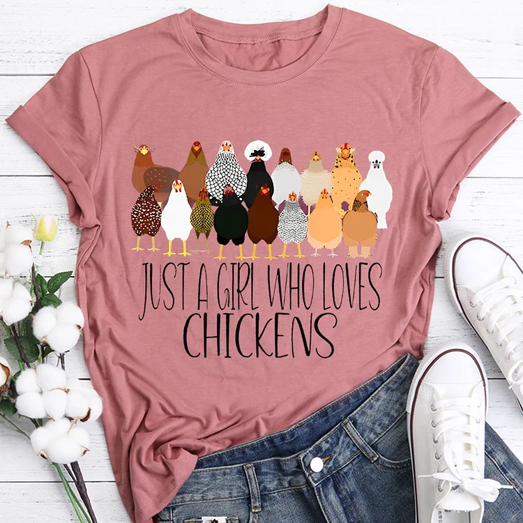 Better Village Life Different Chickens Round Neck T-shirt