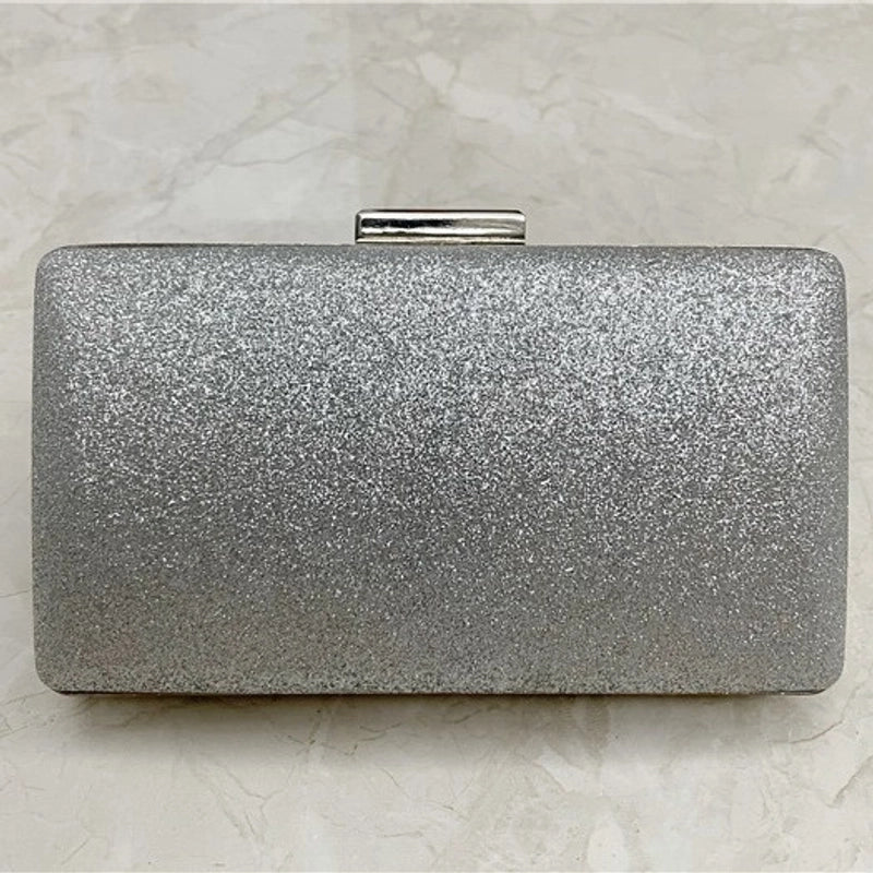 Silver Black Red Pu Leather Metal Solid Color Square Evening Bags