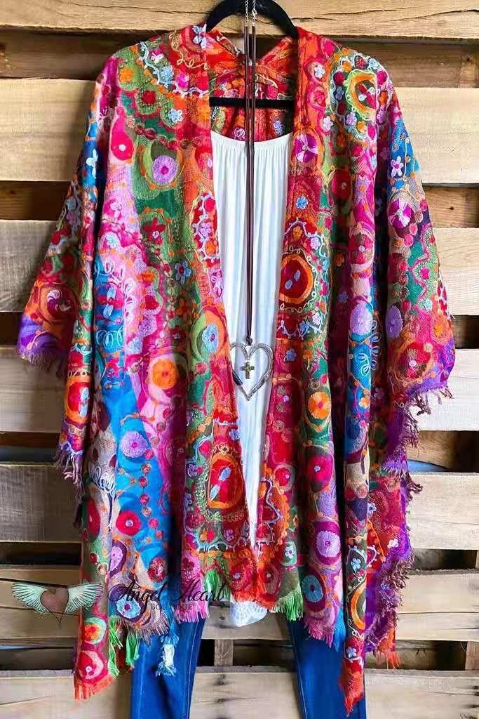 Oversized Casual Printed Kimono P177857087