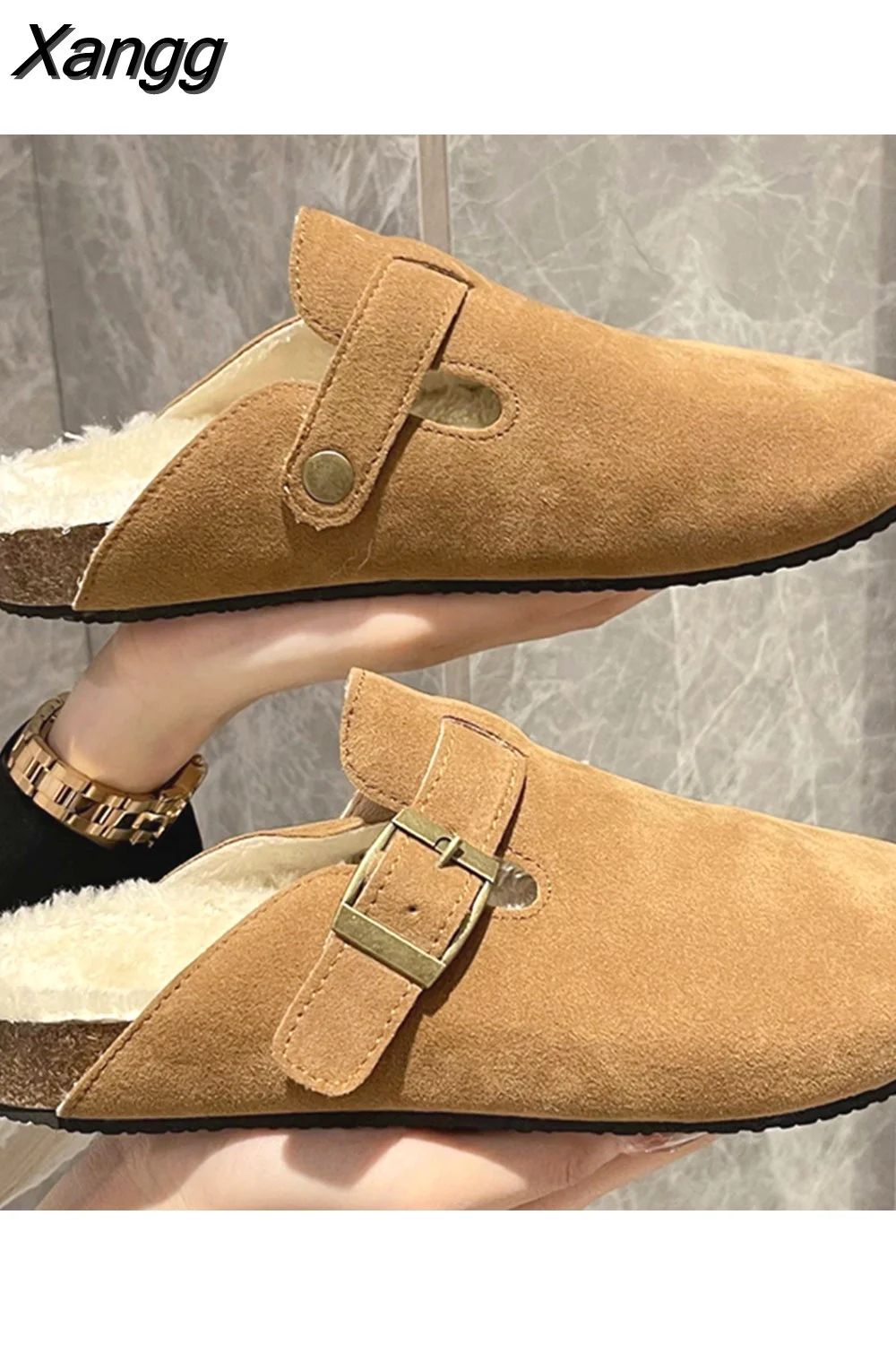 Punklens Mules Home Slippers Women New 2023 Winter Flip Flops Indoor Fur Round Toe Slides Female Shoes Casual Outside Warm Flats