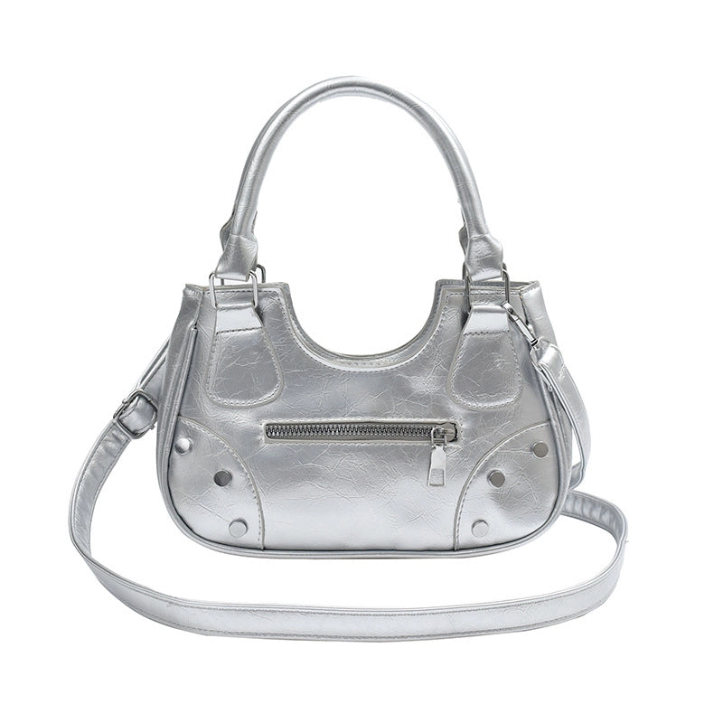 Women’s Small Pu Leather Solid Color Streetwear Square Zipper Underarm Bag