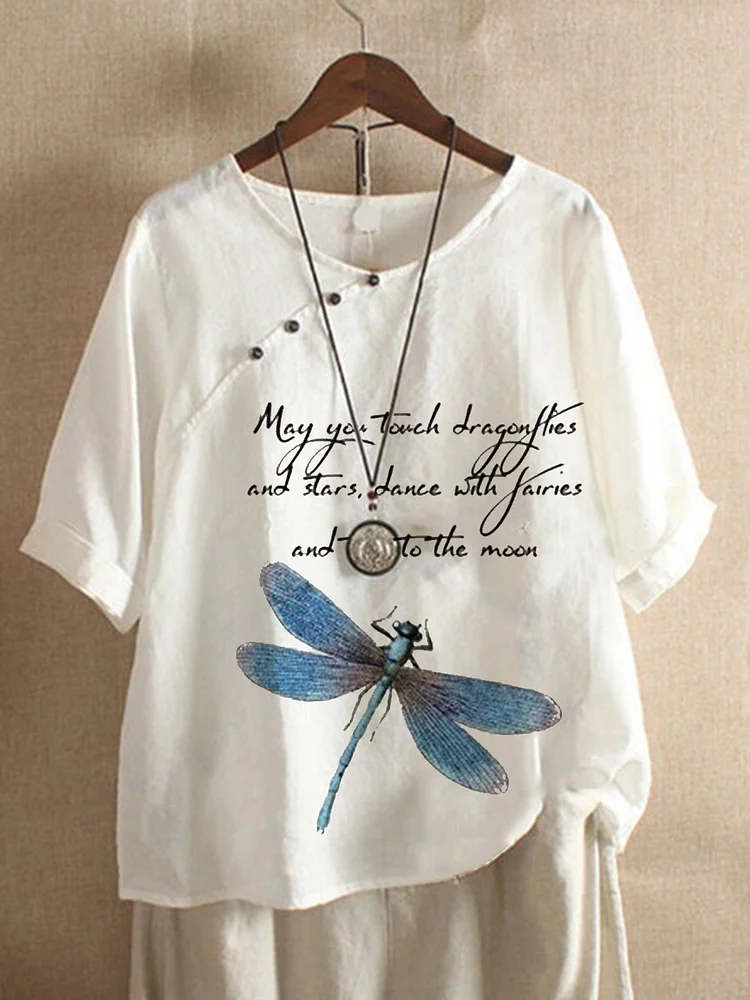 Bestdealfriday Plus Size Crew Neck Cotton Blend Short Sleeve Floral Shirts Tops 9493456