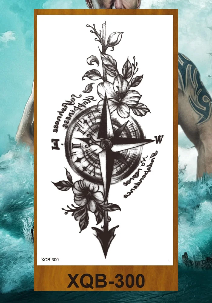 Temporary Tattoo Sticker Men Women Body Fake Tatoo Mechanical Robotic Arm Photorealistic Steampunk Astronaut Compass