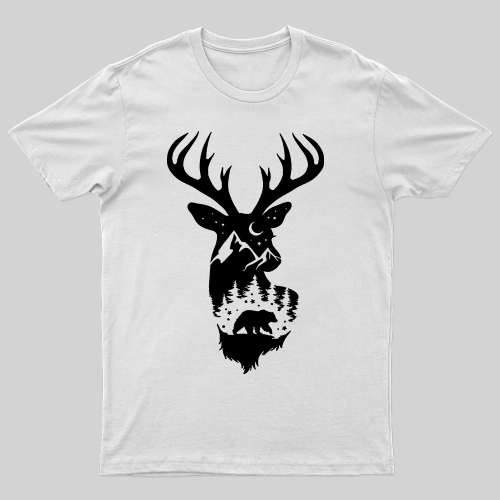 Nature Forest Deer Printed Men's T-shirt