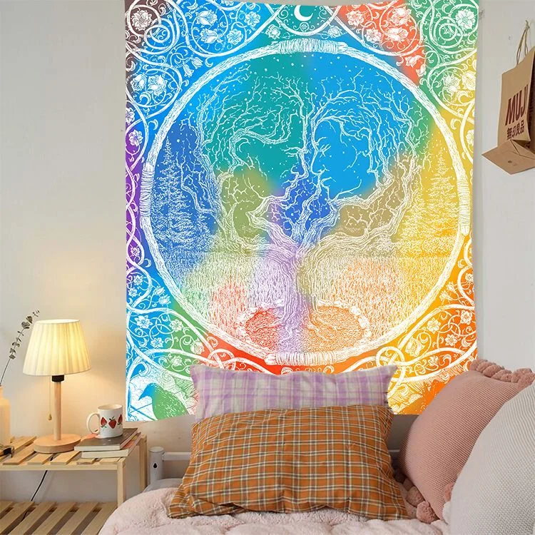 Mysterious Life Tree Home Decoration Tapestry Mandala Psychedelic Scene Wall Tapestry Bohemian Decorative Sofa Blanket Yoga Mat