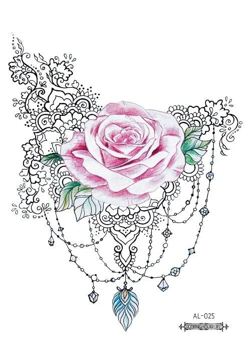 38 Kinds Adult Chest Back Tattoo Rose Flowers Mandala Totem Waterproof Temporary Body Art Sticker Disposable tatouage temporaire